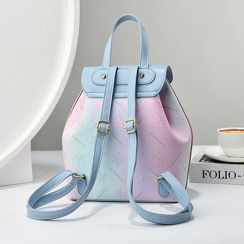 Small fresh gradient fashion printed ladies backpack, gentle and elegant temperament all go out multi-functional backpack