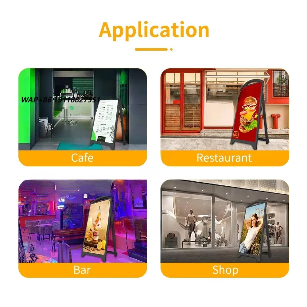 55 Inch Outdoor Movable P2.5 Full Color 1080P  Waterproof IP65 Advertising Player LED Battery Powered Digital Poster Screen