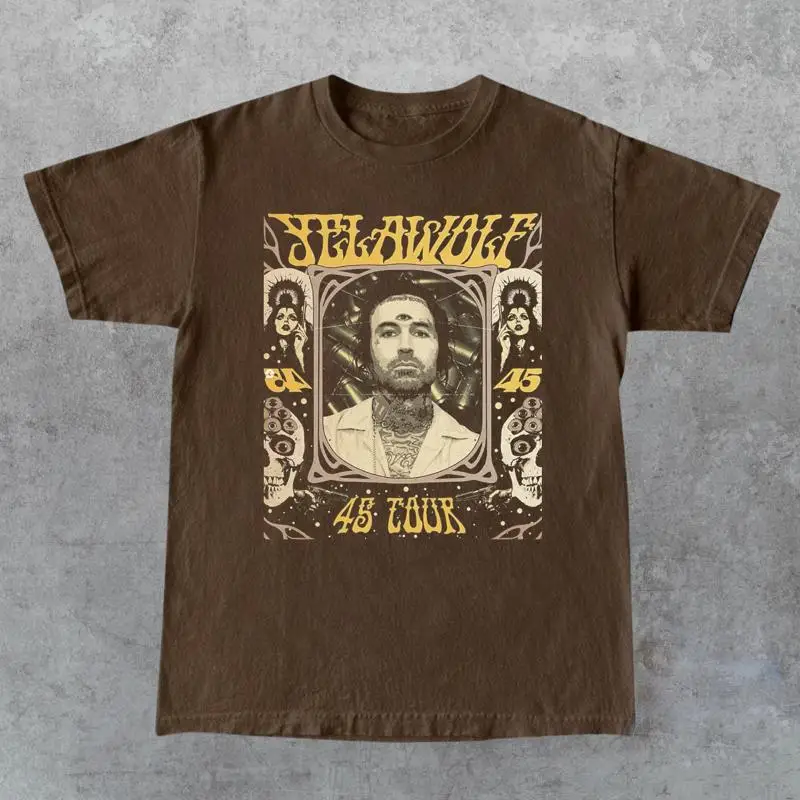 Футболка Yelawolf 45 TOUR SECOND LEG из темного шоколада, полный размер S 5XL