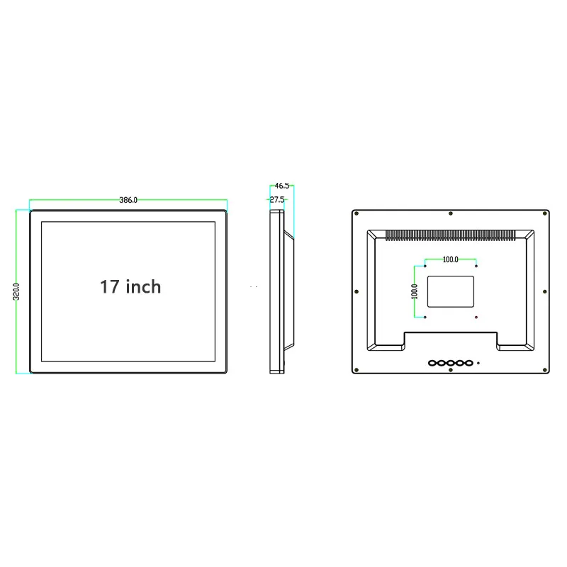 Monitor Desktop LCD industri 17 ", dudukan VESA dengan Panel sentuh, layar Bezel aluminium