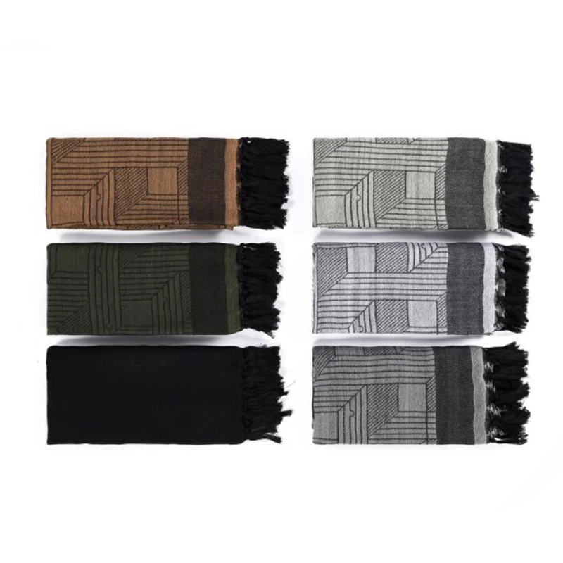 110cmx110cm Plaid Scarf Large Square Muslim Turban Tactical Desert Arabian Scarf Windbreak Camping Hiking Scarf Bicycle
