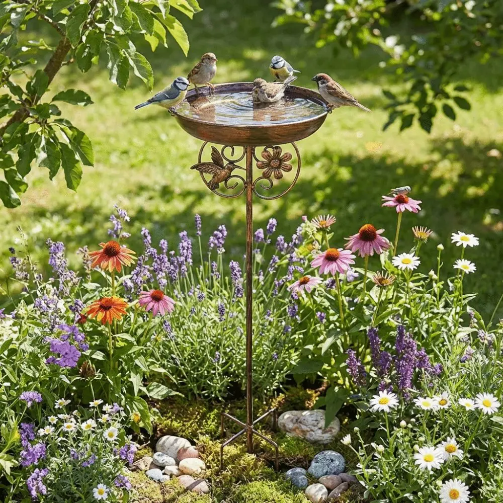 

Чугунная уличная поилка для птиц с пятилучевым основанием, устойчивая к ржавчине, с защитой от опрокидывания, сверхпрочная, для сада и патио