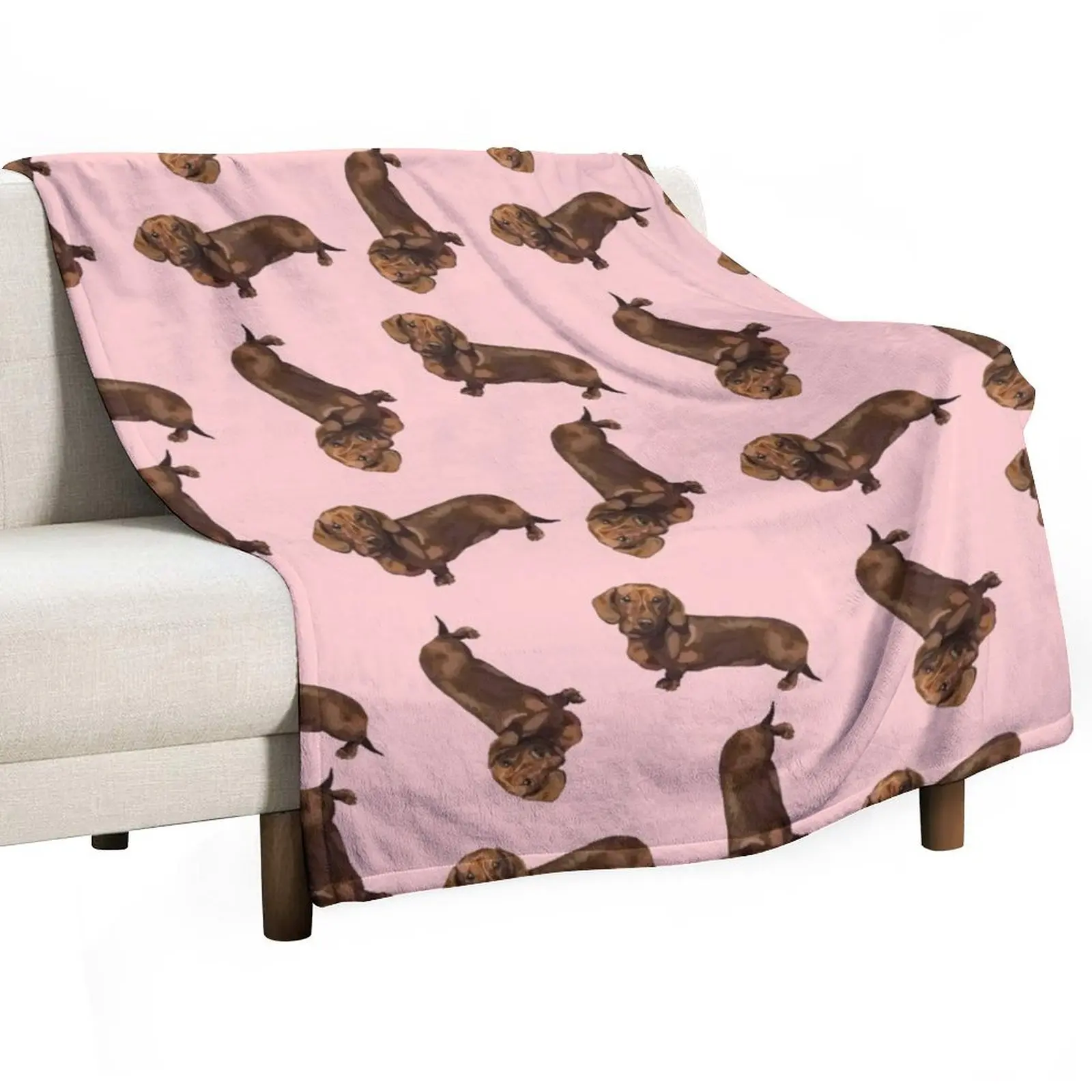 Mini Dachshund / Sausage Dog Throw Blanket For Decorative Sofa Moving Soft Retros Soft Plush Plaid Beach Blankets