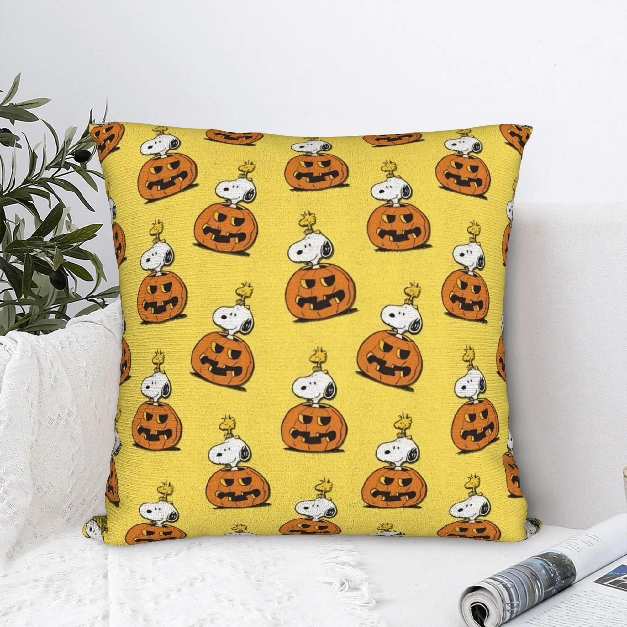 Halloween Snoopys Pillowcase Polyester Cushion Cover Decorative Pumpkin Pillow Case Cover Home Zippered 45*45cm