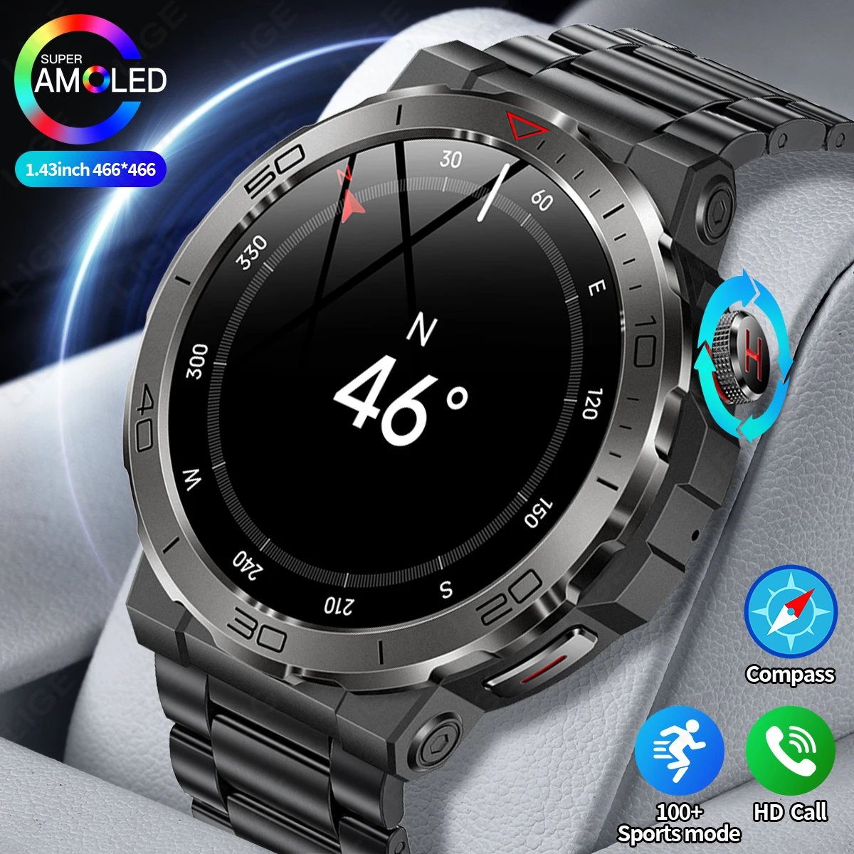 

LIGE New Outdoor Military Smart Watch Men Compass AI voice Bluetooth Call Fitness Sports Clock Smartwatch For Android Xiaomi IOS