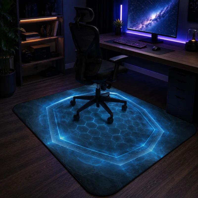 VIKAMA Cool Lightning Crack Gaming Rug Non Slip Anti Noise Chair Protector Floor Mat E Sports Study Room Decor