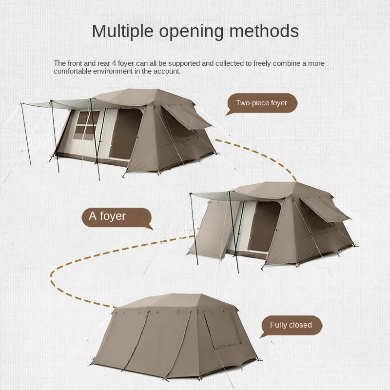 Two bedrooms and one living room outdoor camping tent, sun and rain protection, Oxford fabric.
