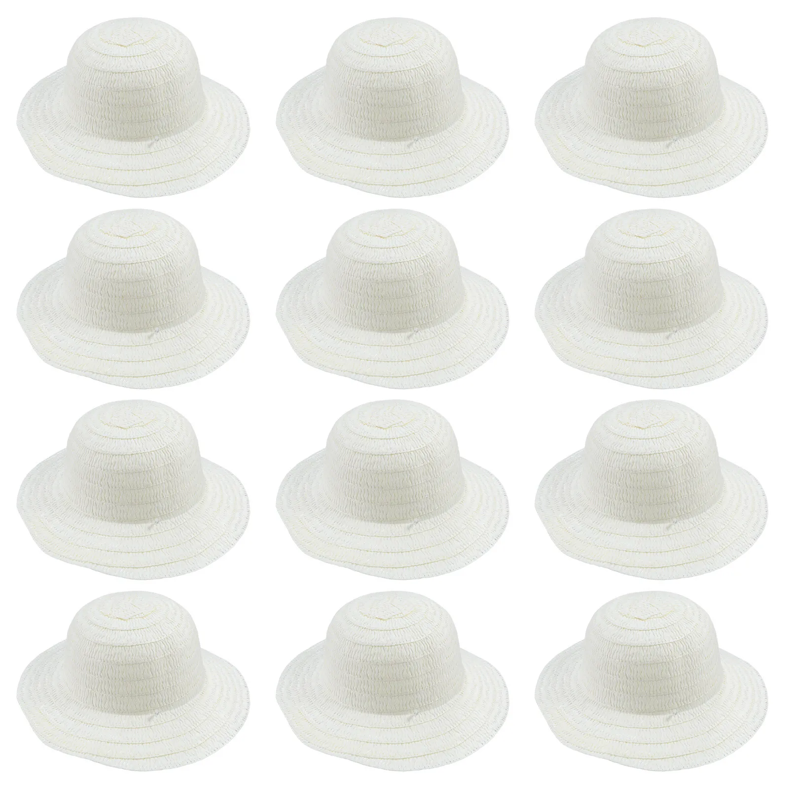 12pcs Kids Diy Straw Hats Blank Paintable Sun Caps For Craft Party Farm Costume Outdoor Summer Child Straw Cowgirl Hat Hand