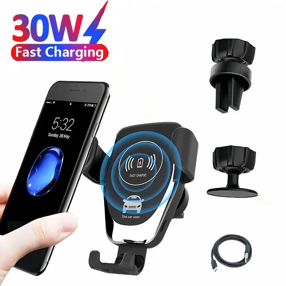 30W Wireless Fast Charger Car Mount Air Vent Mobile Phone Holder Charging Stand For IPhone 14 13 12 11 Pro Max Xiaomi Samsung