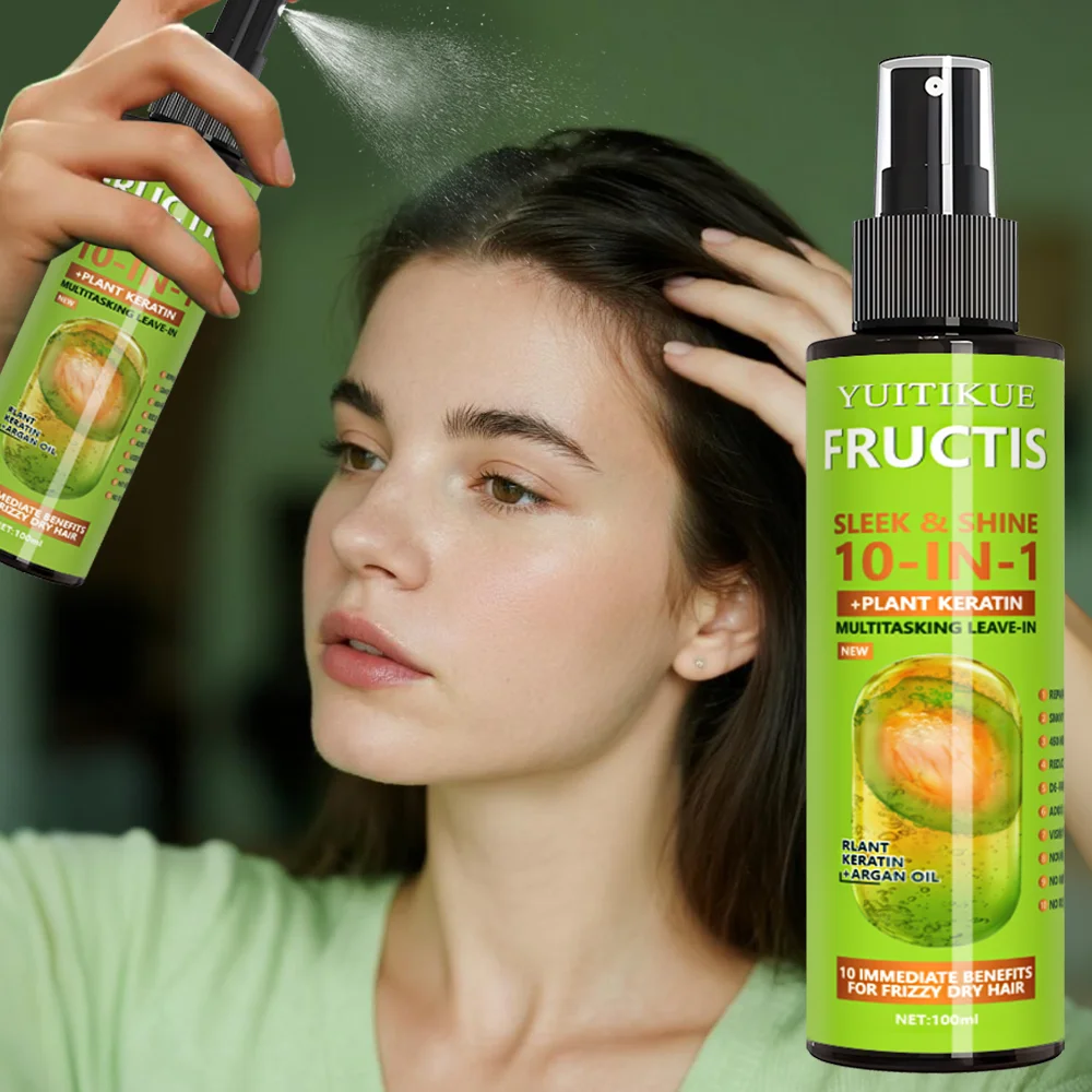 Plant Keratin Argan Oil Leave-In Spray, Multi-benefit Hair Treatment for Sleek and Shiny Hair