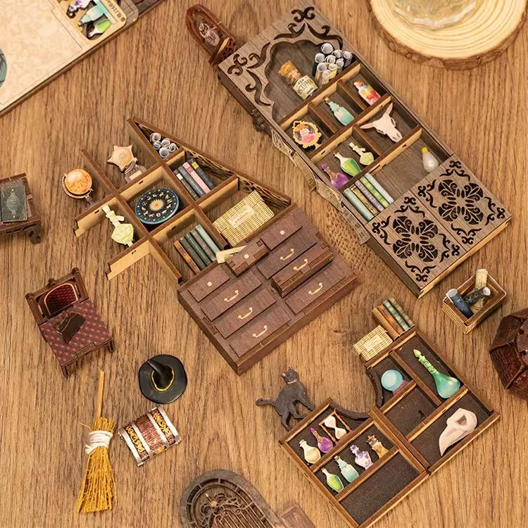 DIY Detective Magic Academy Remote Control Wand Assembled Building Block Bookend Model  Miniature Landscape Popular Puzzle House