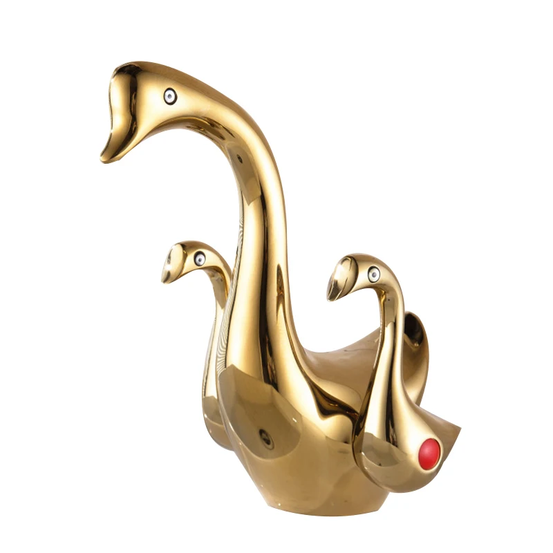 Swan Faucet Hot and Cold Washbasin Undercounter Basin Antique Gold Faucet