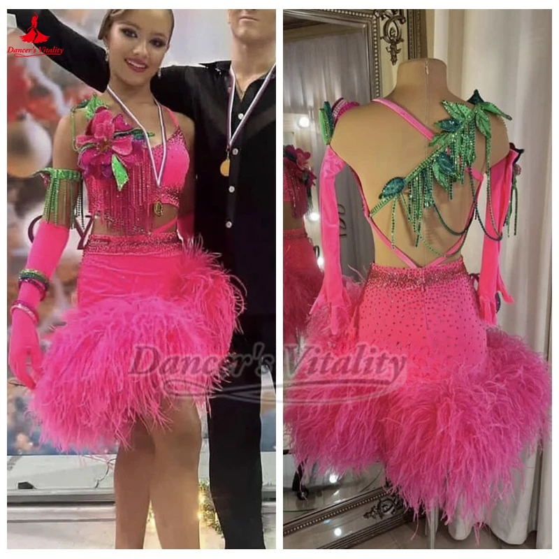 성인과 어린이 무대 공연 라틴 댄스 드레스 블랙풀 댄스 축제 전문 경쟁 의류 사용자 정의