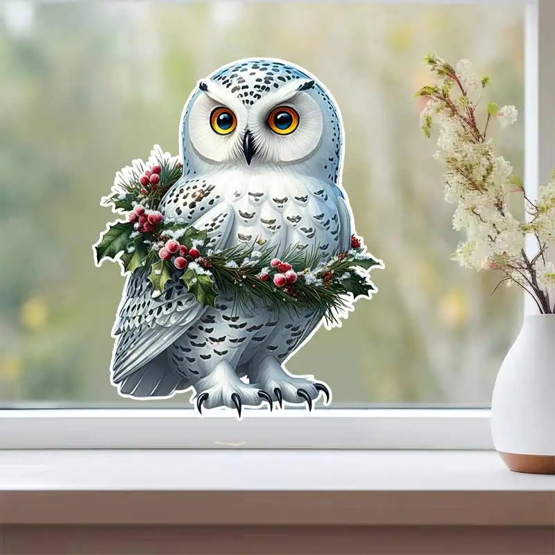 Christmas Snowy Owl Wall Sticker Bathroom Toilet Decor Living Room Cabinet Refrigerator Home Decoration Decals Stickers S829