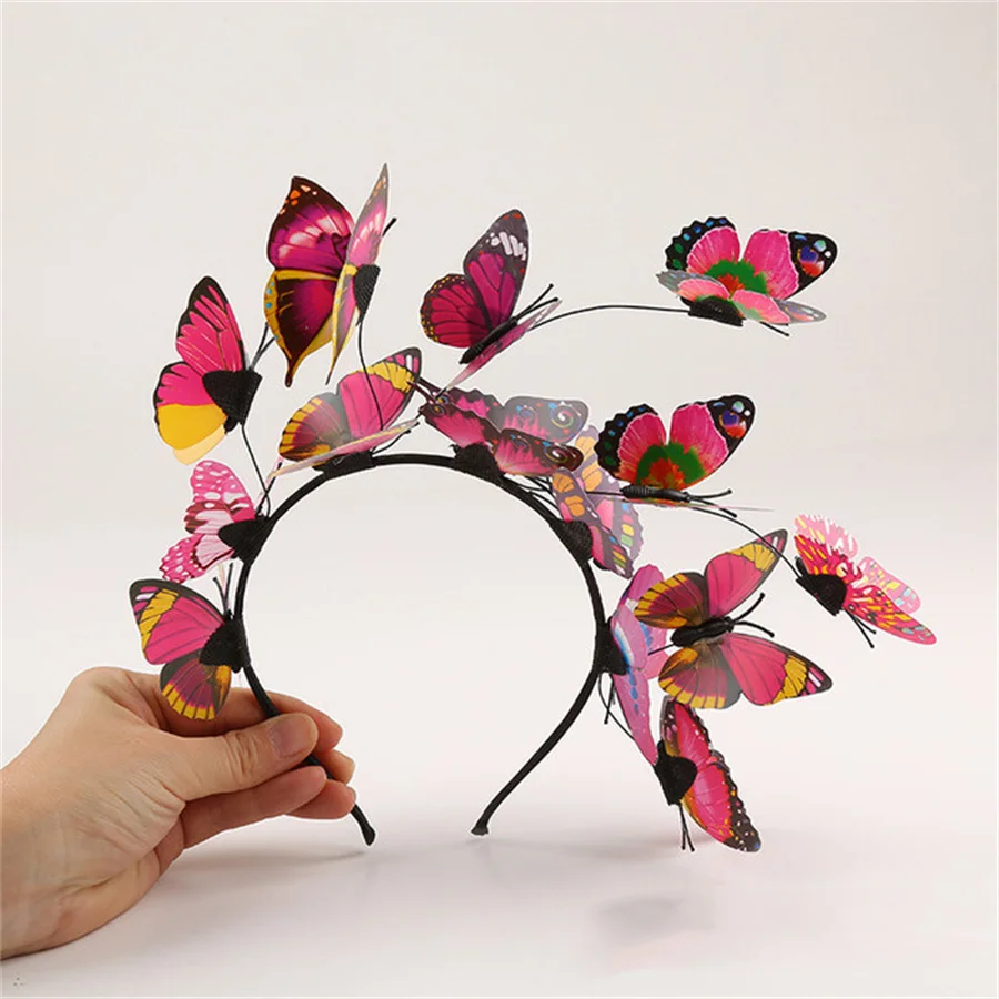 Diademas de mariposa para mujeres y niñas, diadema de mariposa colorida, Aro para el pelo, tocado de Boda nupcial, accesorios para fotos, 2023