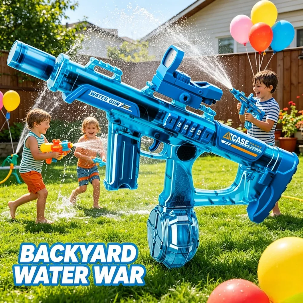 

Long Range Shooting Electric Water Gun Toys with Sensor Muzzle Flame Squirt Summer Outdoor Beach Pool Shooting Game Toy