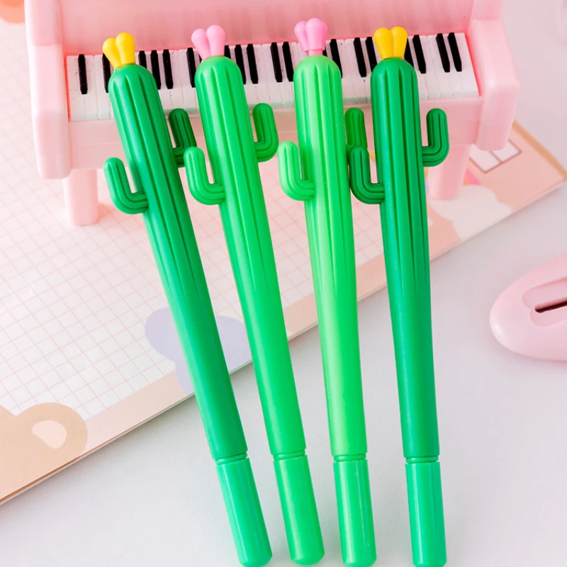 100 Pcs Creative Flowering Cactus Gel Pens Black Ink Student Stationery Kawaii Accessories and Kawaii School Supplies Boys Girls