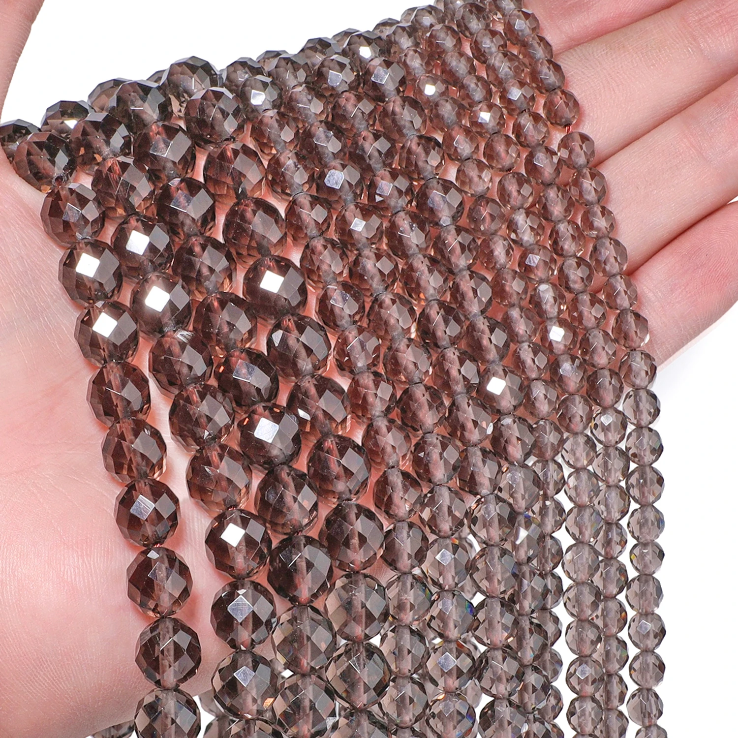 Natural Smoky Quartz Beads 6mm 8mm 10mm AAA Faceted Round Loose Spacer Beads for Jewelry Making Diy Beaded Accessories Wholesale