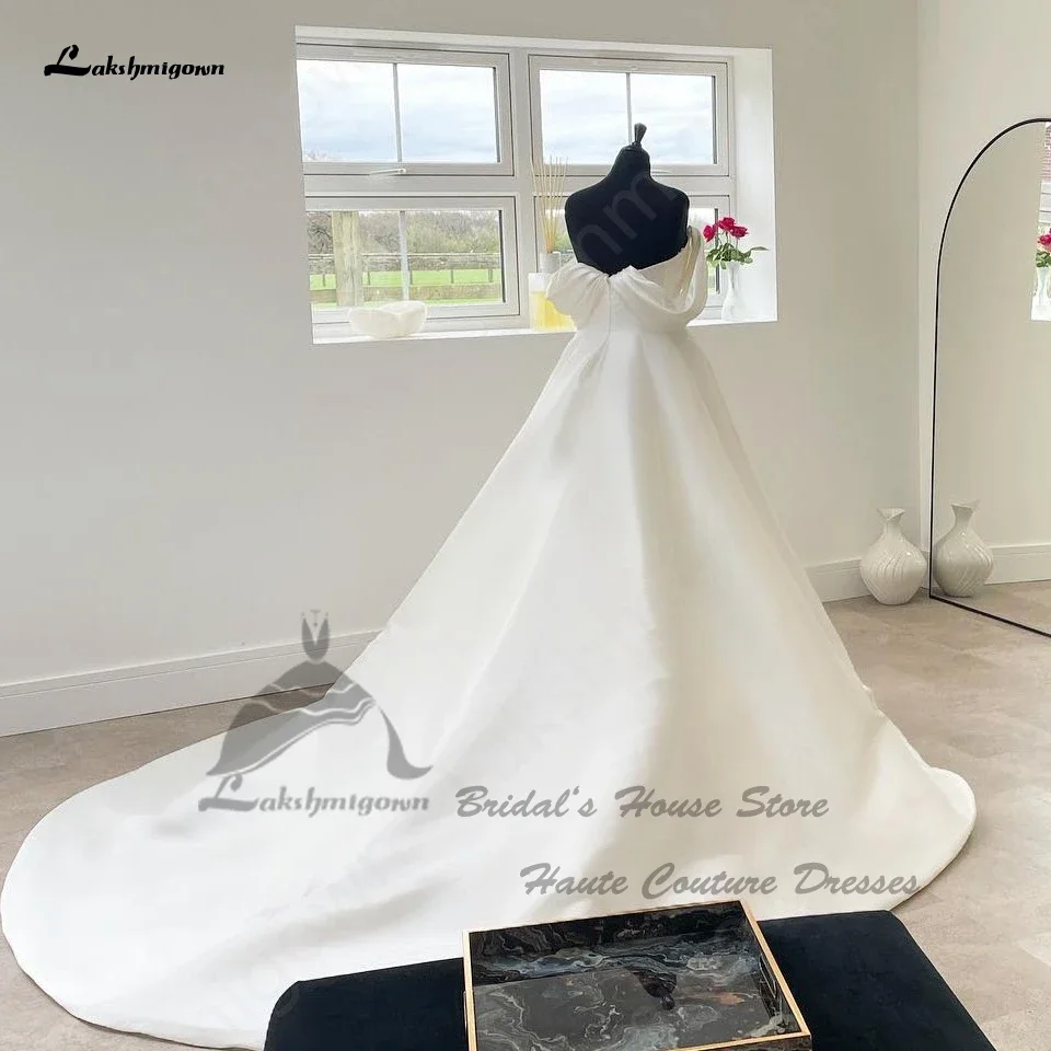 Lakshmigown Schulterfreies Satin-Hochzeitskleid Luxus 2025 Vestidos Noivas Prinzessin Off-White Brautkleid Maßanfertigung – Detail 4