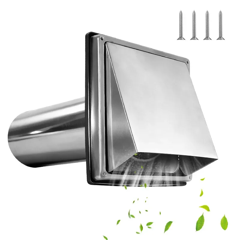 for Exterior Wall Removable Lengthened 304 Stainless Steel Dryer Exhaust Hood Vent Wind Cap Exhaust Pipe Cover