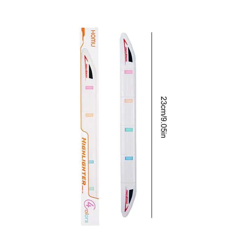 다채로운 기차 모양 하이라이터 펜, 학교 하이라이터, 미적 마커, 어린이를 위한 컬러 하이라이터 세트, 4 in 1