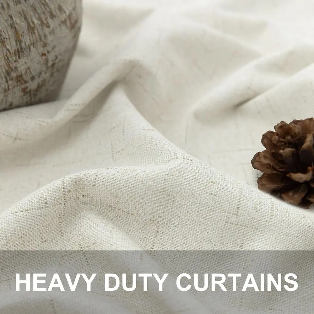 ผ้าม่านผ้าลินินกันหนาว สไตล์บ้านไร่โบโฮ ป้องกันแสงและกันความมืด ขนาด 42x102 นิ้ว สีครีม 2 ผืน