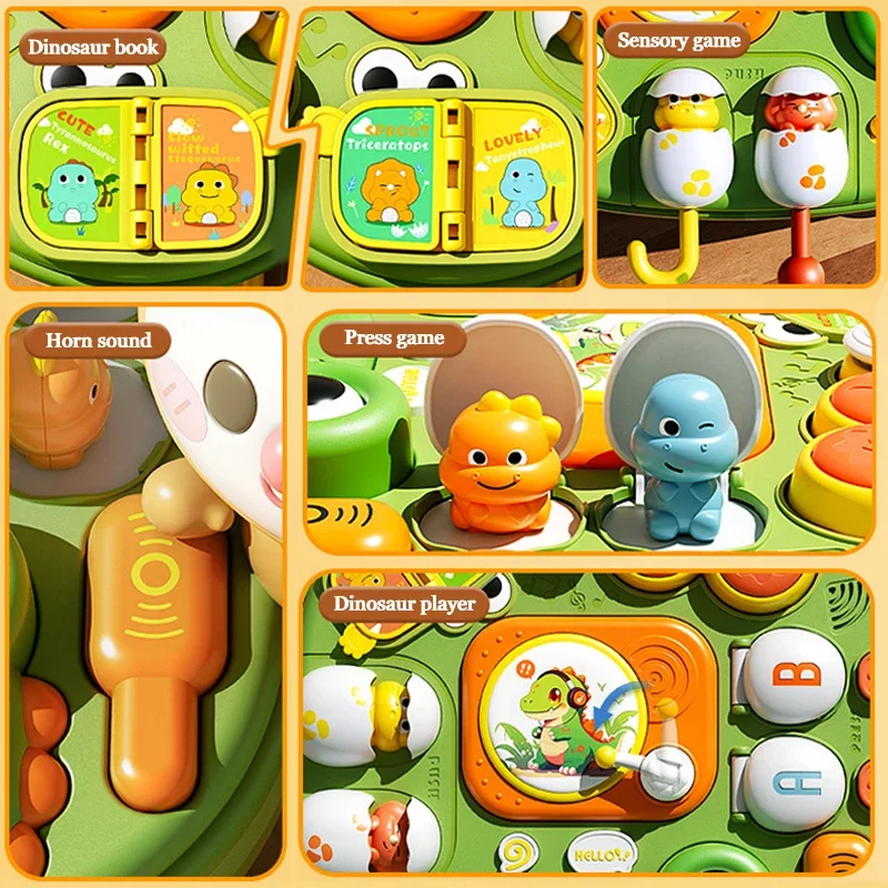 Dinosaurus Piano Puzzelspel Montessori Druk Huis Ander Educatief Speelgoed Baby Zintuiglijk Druk Bord Speelgoed voor Peuter Kerstcadeaus