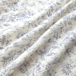 135x50cm Blue Floral Pure Cotton Double-layer Gauze Crepe Fabric For Home Clothes Pajamas Blankets Handmade DIY Fabrics YHTJ0187