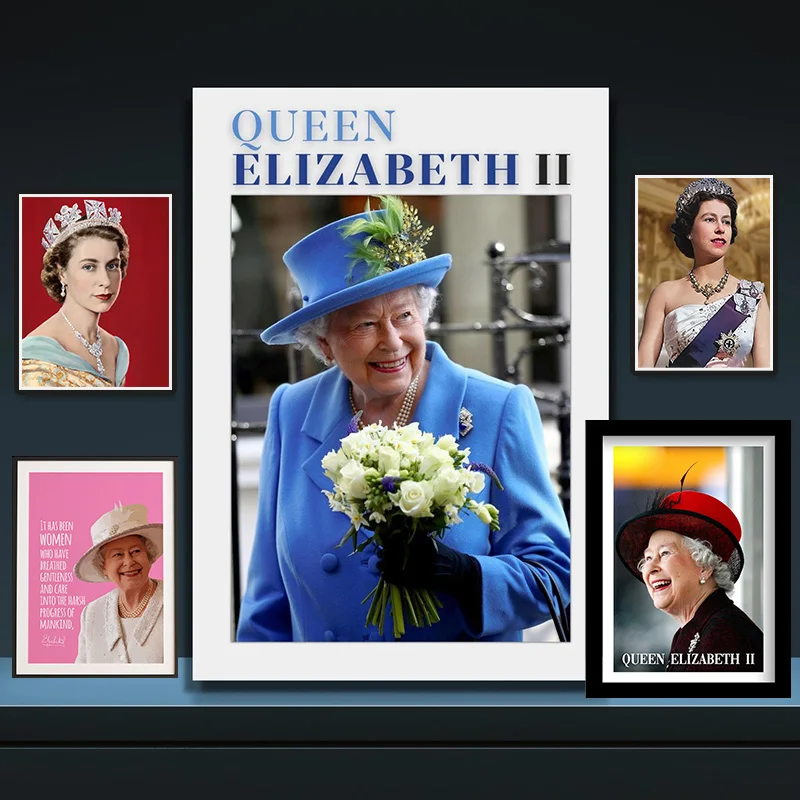 The Queen Elizabeth II Poster Portrait Canvas Painting Print Queen of England Quote Wall Art Pictures for Living Room Home Decor