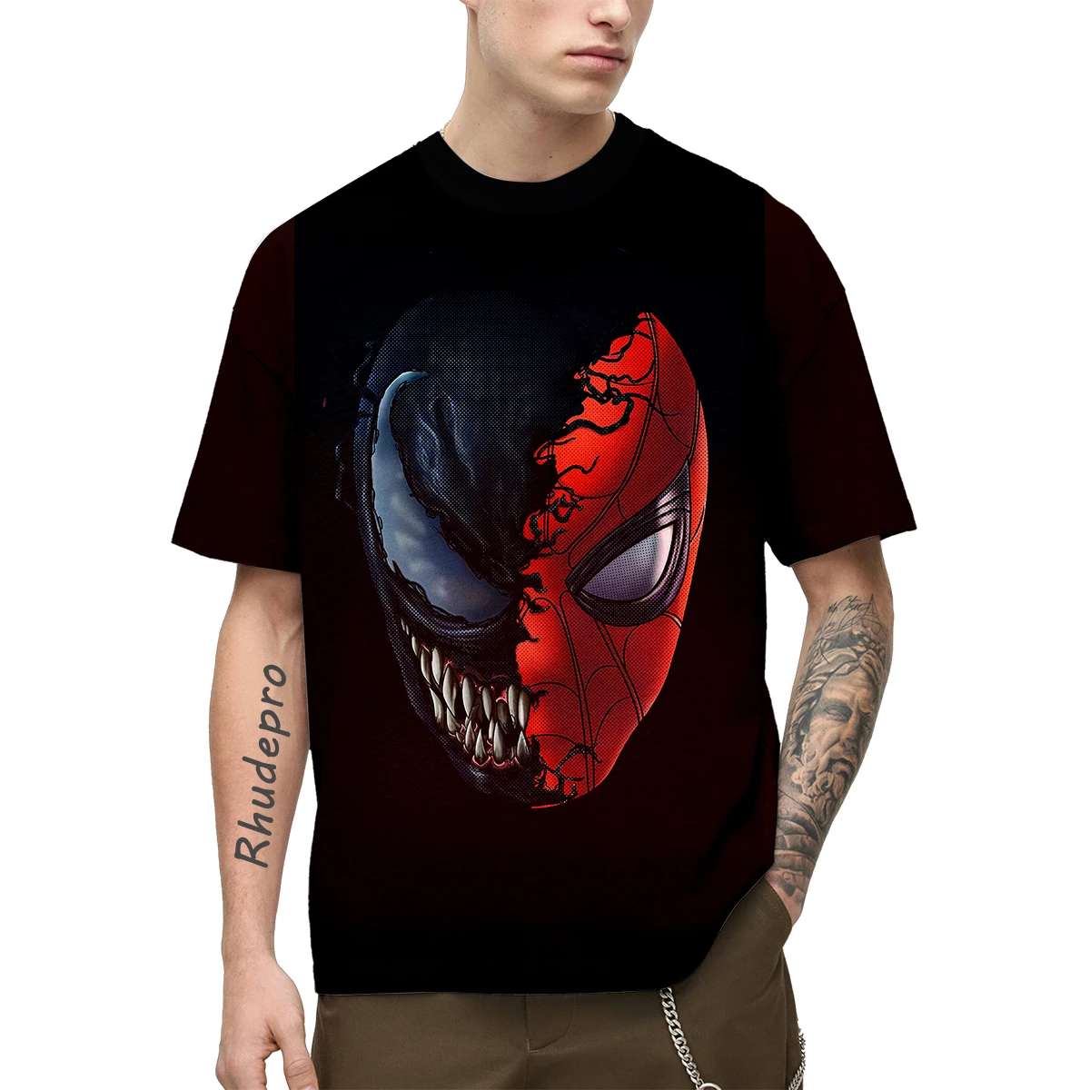 Mininstants-T-shirt à manches courtes Venom Spider-Man imprimé en 3D pour hommes et femmes, vêtements d'été, Cool, Harajuku, enfants, mode