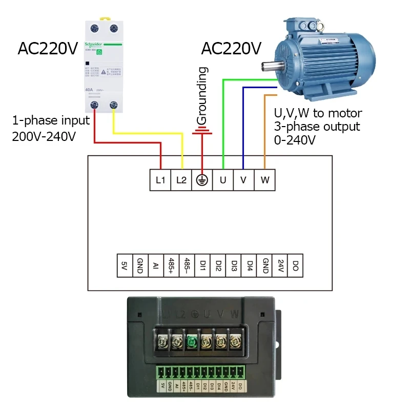 Imagem -02 - Conversor de Freqüência Mini Motor ac Inversor 220v 400w 750w Rs485 Vfd