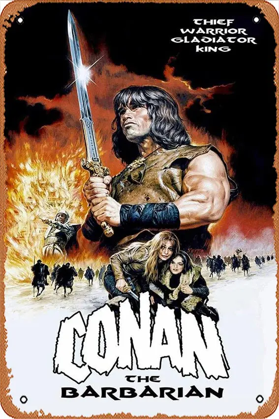 Conan Barbarian Movie Poster 8 x 12 Inches - Retro Vintage Metal Tin Sign for Home Bar Pub Garage Decor Movie Gifts