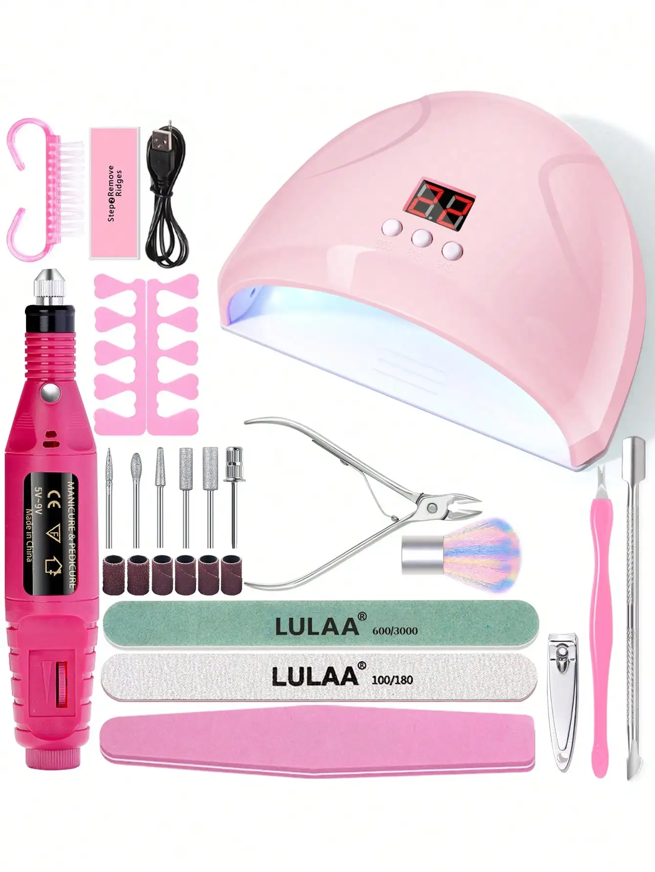 

Nail Salon Set, Nail Art Tool Kit, UV Nail Lamp, Gel Nail Polish Dryer, Electric Nail Drill, Nail Drill Bits, Cuticle Nipper, Cuticle Pusher, Nail File, Finger Separator, Manicure & Pedicure Set, Premium Nail & Foot Care Tools - Salon-Grade Home Quality,