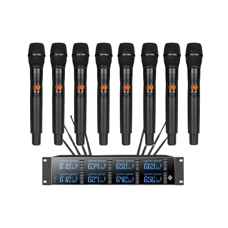 

Professional Long Distance Dynamic mic UHF Handheld 8 Channel Wireless Microphone