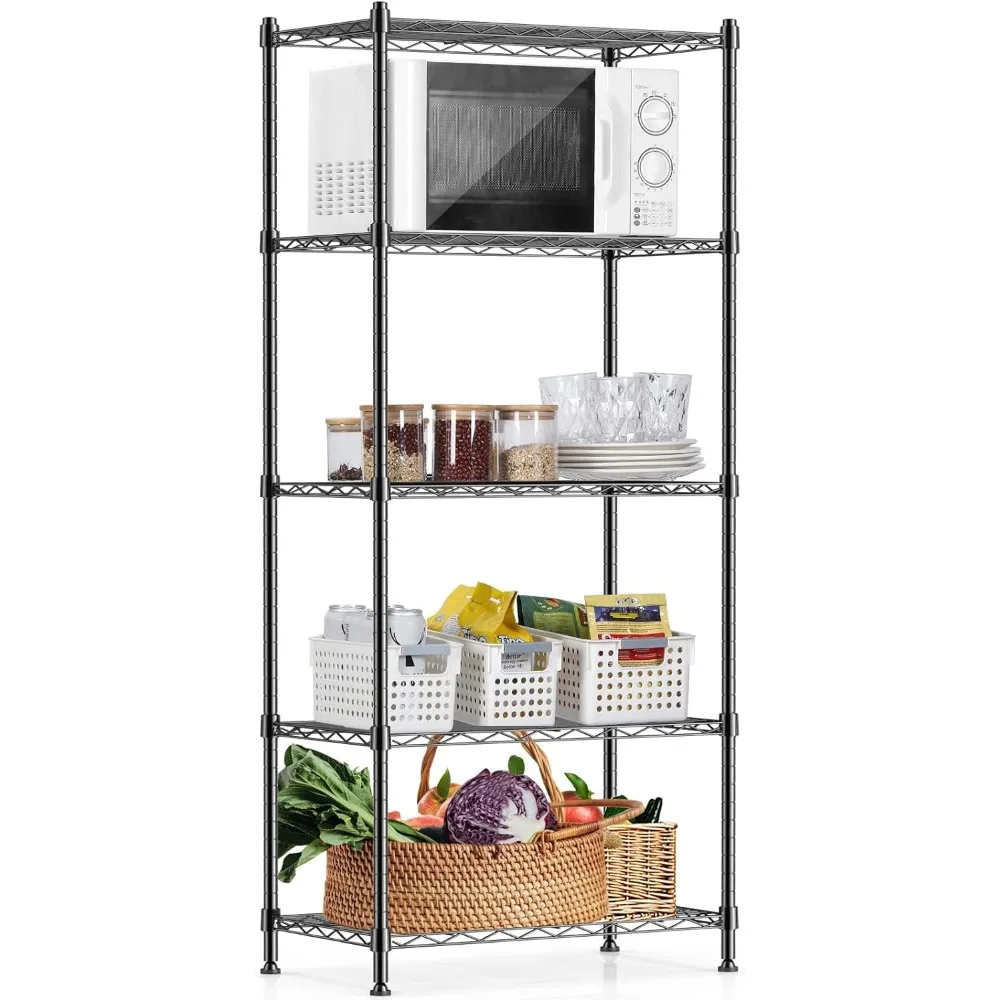 ALVOROG 5 Tier Shelves for Storage Shelving Units and Storage Heavy Duty Metal Storage Shelf Wire Rack Shelving Adjustable