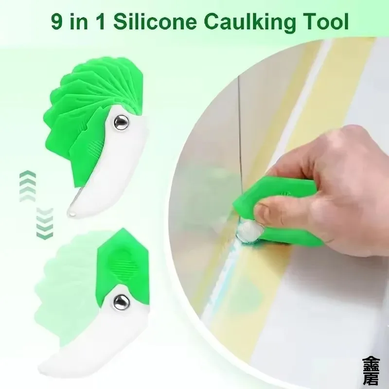 9-in-1 Silikon-Dichtungswerkzeug Professioneller Dichtungsmittel-Verteiler & Fugenentferner-Spatel für Fliesen- und Fensterfugen