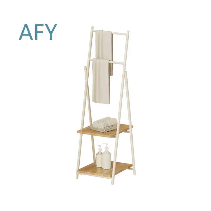 Cross-border towel washing rack for bathroom floor-to-ceiling storage drying rack for iron and wood multi-layer bathroom rack