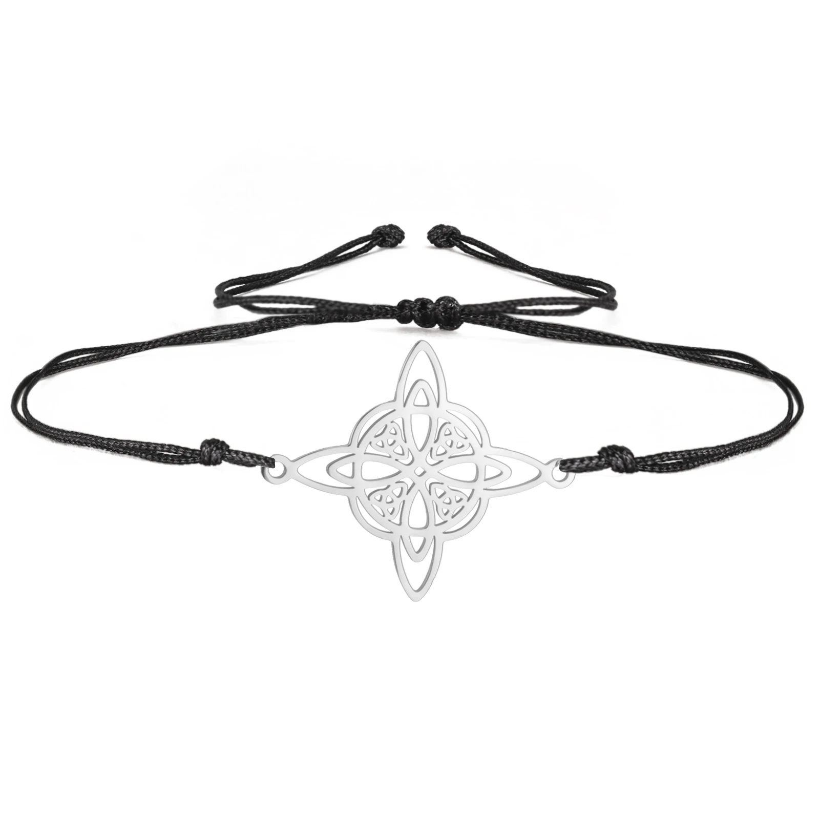 Kkjoy Hexenknoten-Armband mit keltischem vierzackigen Stern, Edelstahl, Wicca-Armband, okkultes Amulett, Charms, Schmuck, Geschenk für Frauen – Detail 6