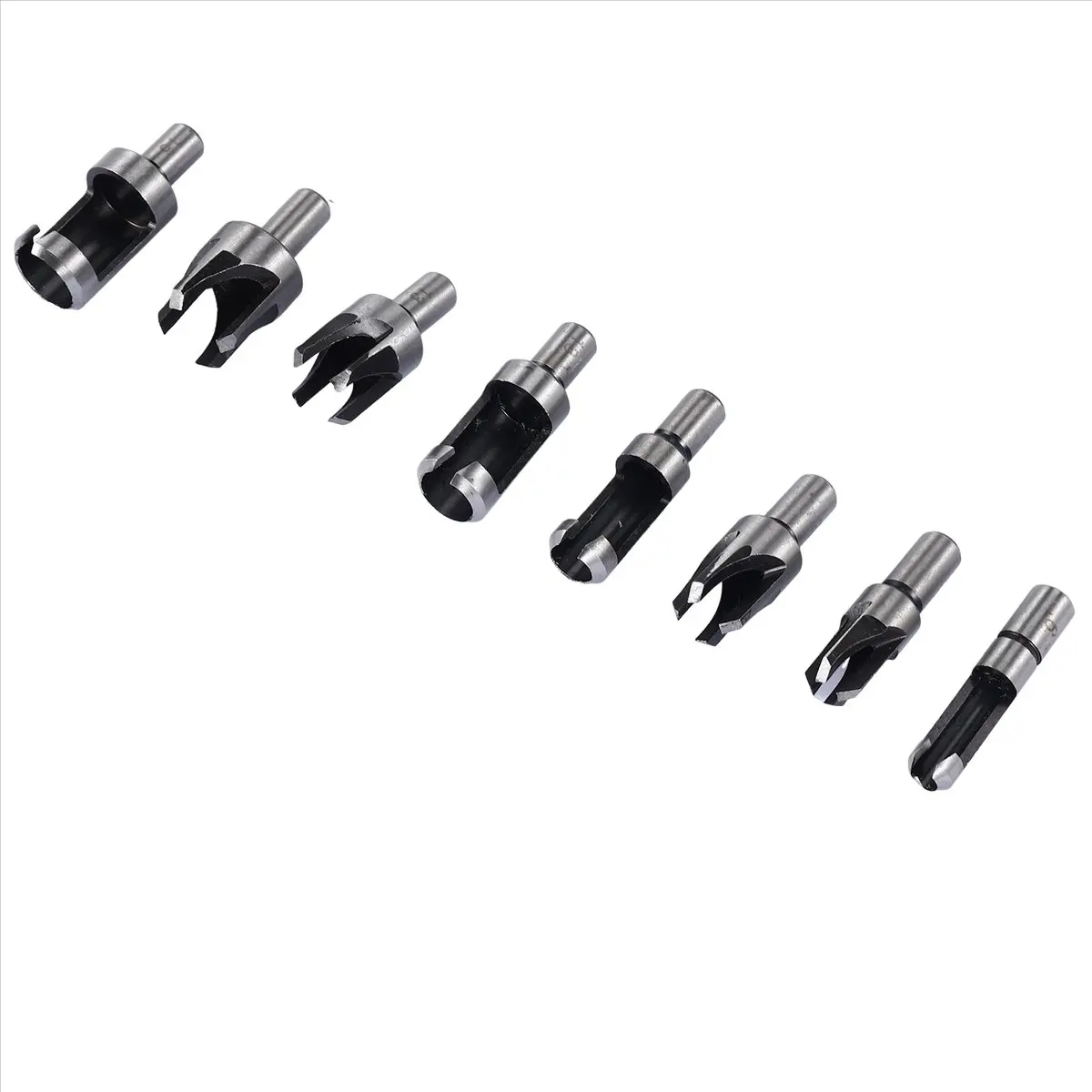 A89X 14 Pcs Wood Plug Hole Cutter Chamfered Plug Cutter Drill Bits Five-Slot Countersink Drill 1/4 Inch Hex Spanner Tool Set