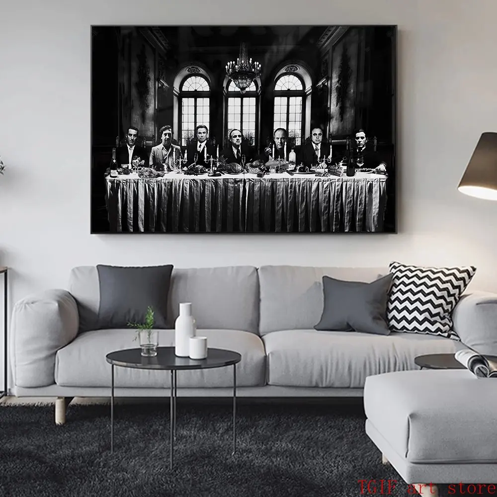 السوبرانوس العراب المشارك الفيلم العصابات العشاء الأخير الفن شخصية قماش اللوحة صورة لغرفة المعيشة ديكور المنزل