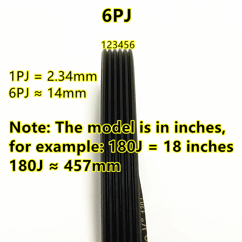 125J~690J 6PJ Series Micro-V Poly V-belt Industrial Machinery Many Ribs Rubber Transmission Belt for: Tools, 3D Printers, Etc.