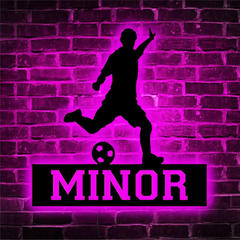 Personalized Football LED Wall Lamp Custom Name Neon Sign Night Light for Child\'s Room Decor Color/Mode/Brightness Adjustable