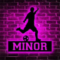 Personalized Football LED Wall Lamp Custom Name Neon Sign Night Light for Child's Room Decor Color/Mode/Brightness Adjustable