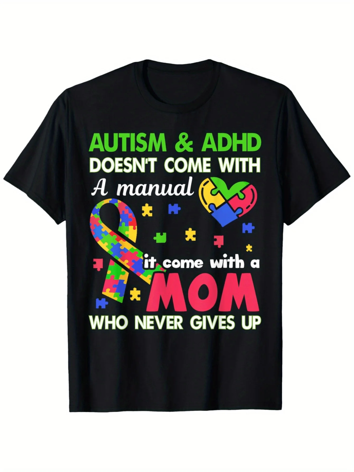 Autism And Adhd Doesnt Come With A Manual It Come With A Mom T Shirt, 100% Cotton, Gift for Men Women Dad Mom Friends, S XXXL,