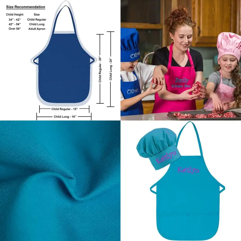 

Custom Embroidered USA-Made Child Apron and Hat Set for Toddlers & Kids with Name