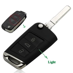 jingyuqin 3 Buttons Flip Folding Remote Car Key Shell For VW Golf 7 GTI MK7 Skoda Octavia A7 Seat Key Case With Uncut Blade