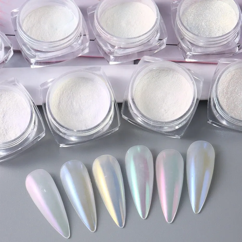 12pcs Aurora Neon Shimmer Glitter Ice Muscle Nail Pigment Powder Fine Chrome Rubbing Dust Mirror Polish Decorations