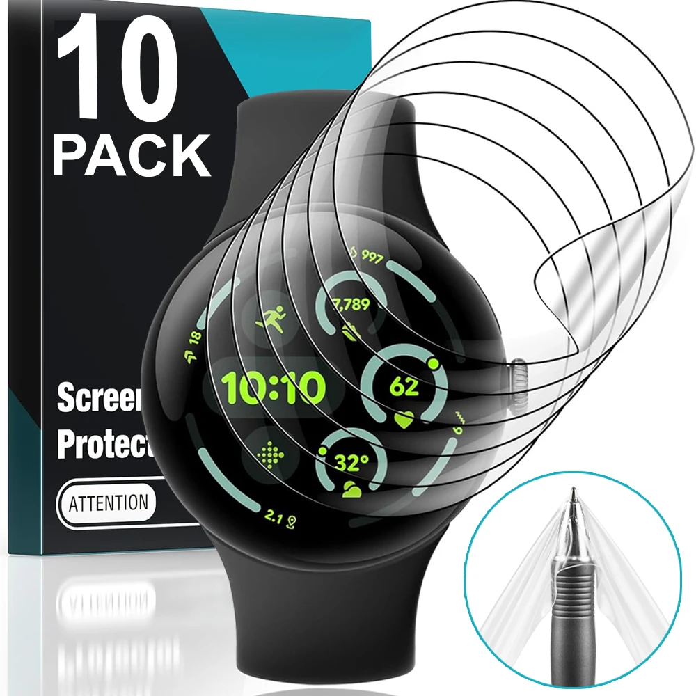 10-1Pack Watch Protective Hydrogel Film for Google Pixel Watch 3 45mm 41mm Anti-scratch TPU Screen Protectors for Pixel Watch 3