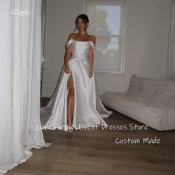 Giyu Sexy Off spalla abiti da sposa in raso Split Sweep Train Country abiti da sposa Plus Size elegante Vestido de noiva 2024