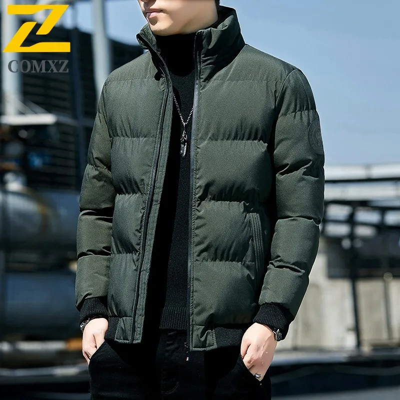 COMXZ High Quality Men Cotton Coat Winter Casual Stand Collar Thickened Jacket waterproof Windproof Cold Proof Youth Padded Coat